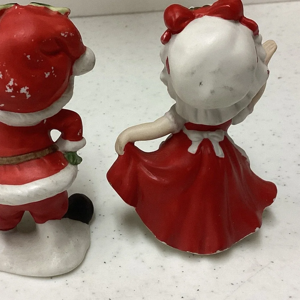 Lefton Santa & Mrs. Claus Christmas Figurines Set of 2 Ceramic Hand Painted